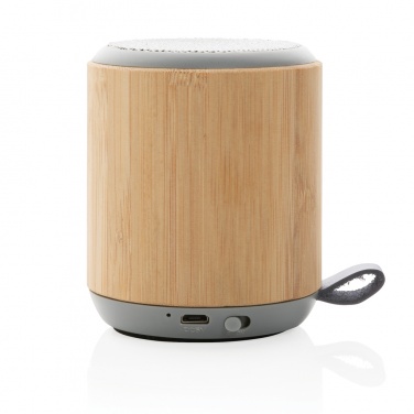 Logo trade promotional merchandise image of: Bamboo and fabric 3W wireless speaker