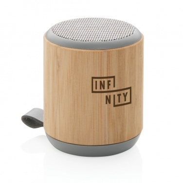 Logo trade advertising products image of: Bamboo and fabric 3W wireless speaker