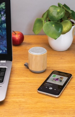 Logotrade promotional gift image of: Bamboo and fabric 3W wireless speaker