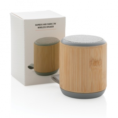 Logo trade promotional gifts picture of: Bamboo and fabric 3W wireless speaker