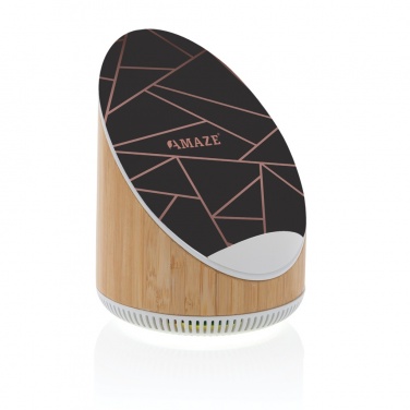 Logo trade promotional gifts image of: Ovate bamboo 5W speaker with 15W wireless charger