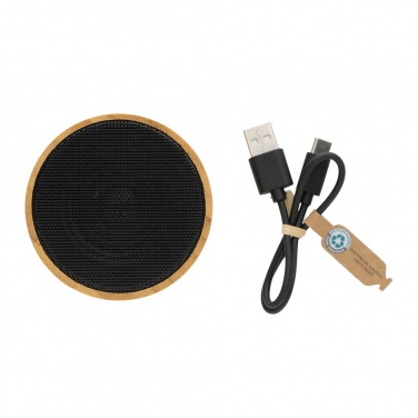 Logotrade promotional gift picture of: RCS recycled plastic and bamboo 3W wireless speaker