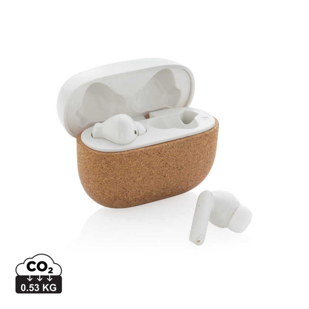 Logo trade promotional gifts picture of: Oregon RCS recycled plastic and cork TWS earbuds