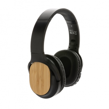 Logo trade promotional gifts picture of: RCS and bamboo Elite Foldable wireless headphone