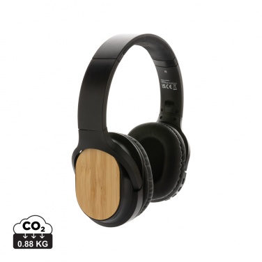 Logo trade corporate gifts image of: RCS and bamboo Elite Foldable wireless headphone