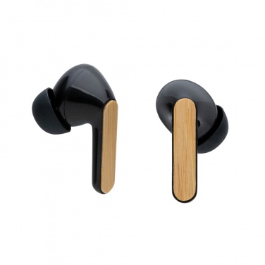 Logo trade advertising products image of: Bamboo TWS earbuds with RCS recycled plastic