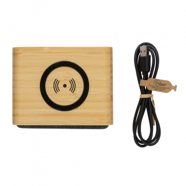 Logotrade corporate gift image of: RCS Rplastic 3W speaker with bamboo 5W wireless