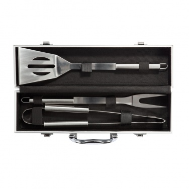 Logo trade promotional merchandise image of: 3 pcs barbecue set in aluminium box