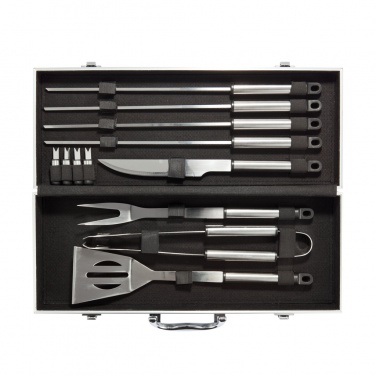 Logo trade promotional item photo of: 12 pcs barbecue set in aluminium box