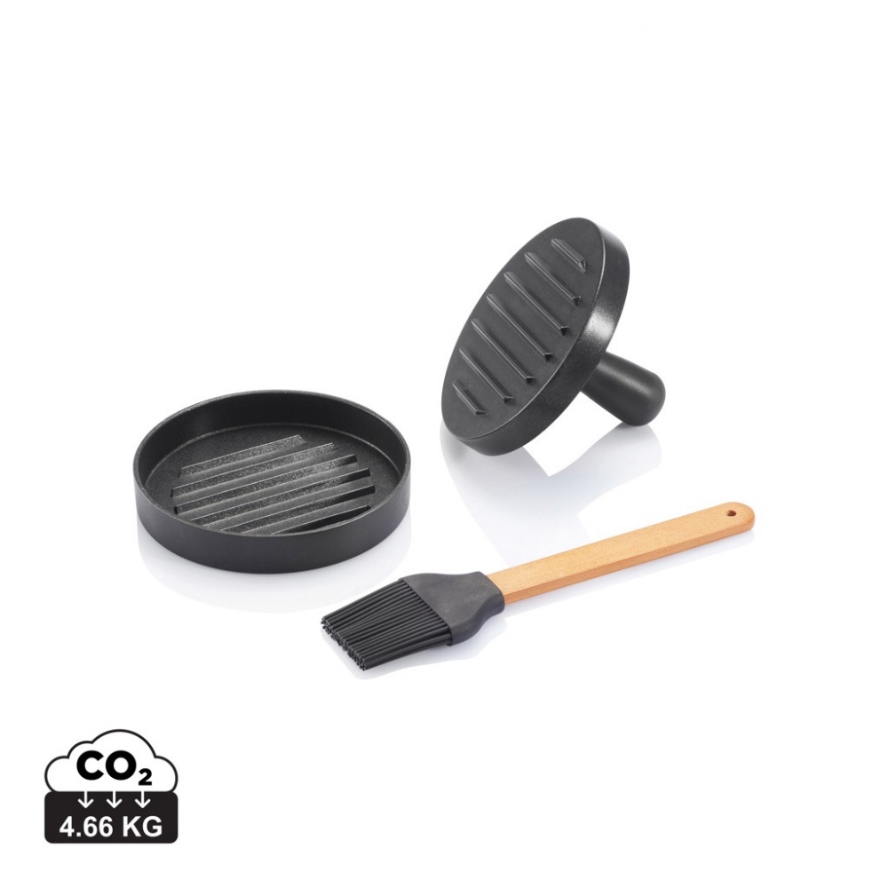 Logo trade advertising products image of: BBQ set with hamburger press and brush