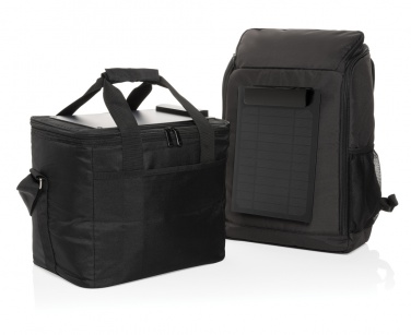 Logo trade promotional products image of: Pedro AWARE™ RPET deluxe cooler bag with 5W solar panel