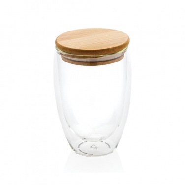 Logo trade advertising product photo of: Double wall borosilicate glass with bamboo lid 350ml