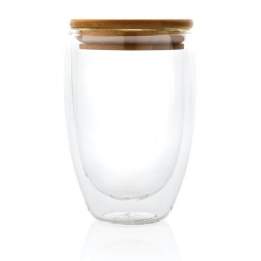 Logo trade promotional giveaway photo of: Double wall borosilicate glass with bamboo lid 350ml