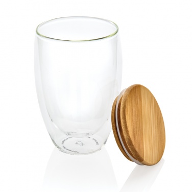 Logo trade promotional item photo of: Double wall borosilicate glass with bamboo lid 350ml