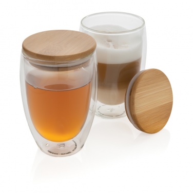 Logotrade promotional items photo of: Double wall borosilicate glass with bamboo lid 350ml