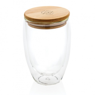 Logotrade business gift image of: Double wall borosilicate glass with bamboo lid 350ml