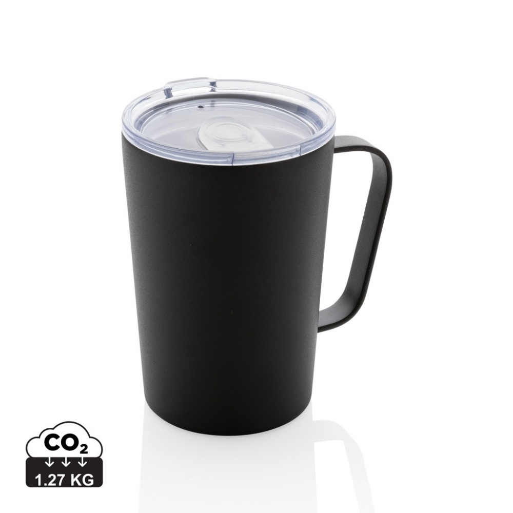 Logo trade corporate gifts picture of: RCS Recycled stainless steel modern vacuum mug with lid