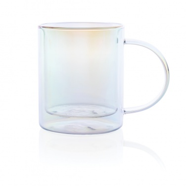 Logo trade promotional gifts image of: Deluxe double wall electroplated glass mug