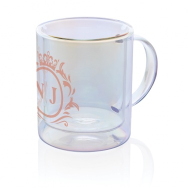 Logo trade promotional gifts picture of: Deluxe double wall electroplated glass mug