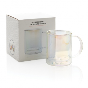 Logo trade business gifts image of: Deluxe double wall electroplated glass mug