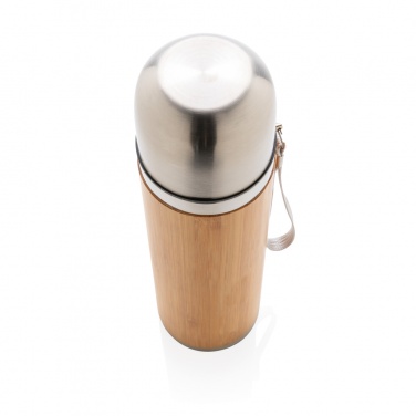 Logo trade business gifts image of: Bamboo vacuum travel flask