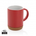 Ceramic mug with cork base 280ml, red