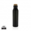 Gaia RCS certified recycled stainless steel vacuum bottle, black