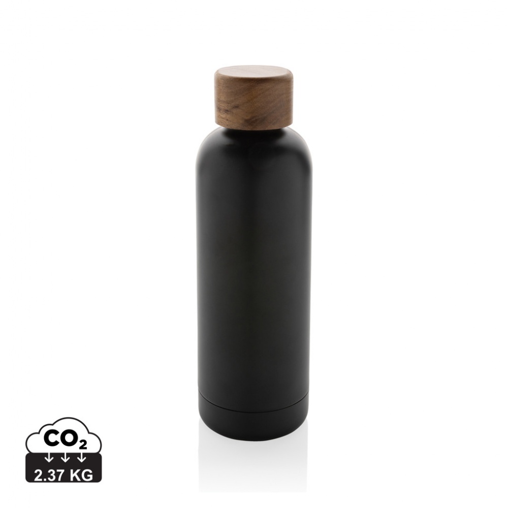 Logo trade advertising products picture of: Wood RCS certified recycled stainless steel vacuum bottle