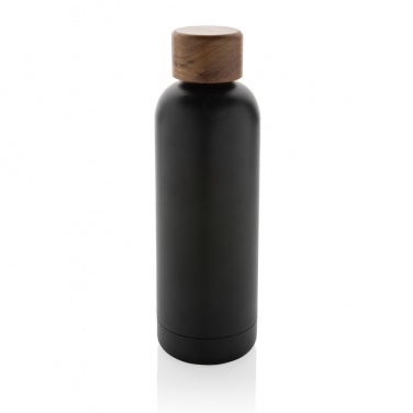 Logo trade promotional merchandise photo of: Wood RCS certified recycled stainless steel vacuum bottle