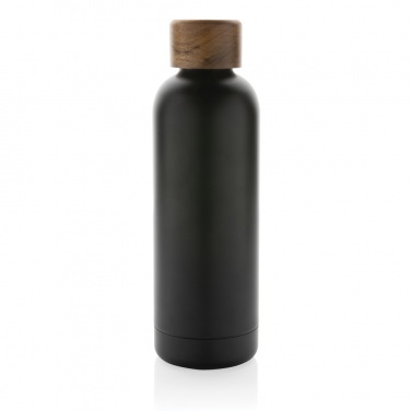 Logo trade corporate gifts image of: Wood RCS certified recycled stainless steel vacuum bottle