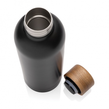 Logo trade promotional merchandise picture of: Wood RCS certified recycled stainless steel vacuum bottle