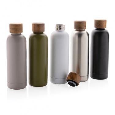 Logotrade corporate gift picture of: Wood RCS certified recycled stainless steel vacuum bottle