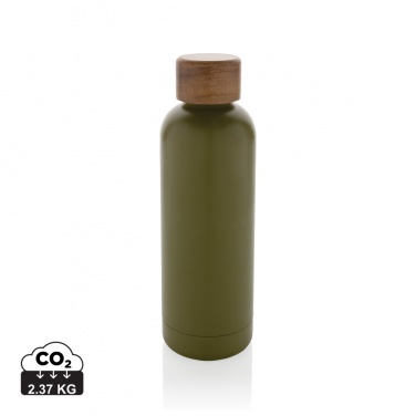 Logo trade business gift photo of: Wood RCS certified recycled stainless steel vacuum bottle