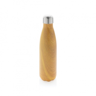 Logo trade promotional merchandise picture of: Vacuum insulated stainless steel bottle with wood print