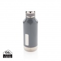 Leak proof vacuum bottle with logo plate, grey