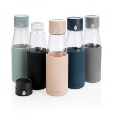 Logo trade advertising products image of: Ukiyo glass hydration tracking bottle with sleeve