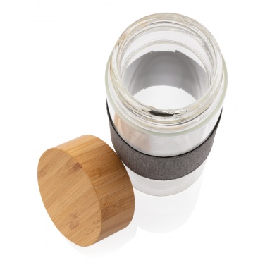 Logo trade promotional gifts image of: Impact borosilicate glass bottle with bamboo lid