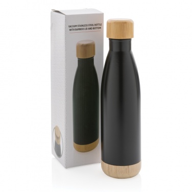 Logo trade promotional items picture of: Vacuum stainless steel bottle with bamboo lid and bottom