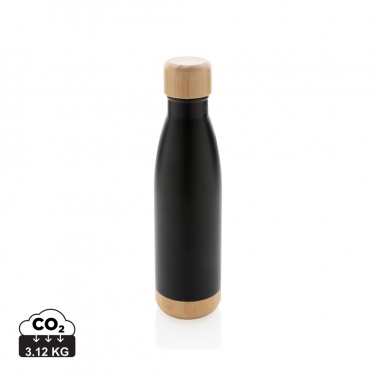 Logo trade promotional products image of: Vacuum stainless steel bottle with bamboo lid and bottom