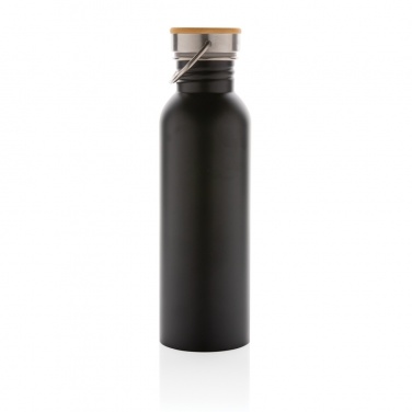 Logo trade promotional merchandise picture of: Modern stainless steel bottle with bamboo lid