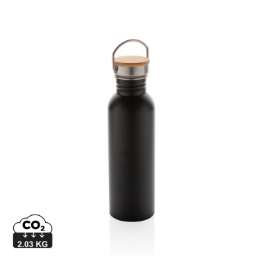 Logo trade promotional giveaways image of: Modern stainless steel bottle with bamboo lid