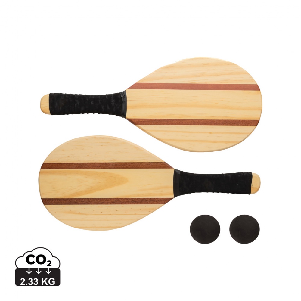 Logo trade promotional items image of: Wooden frescobol tennis set