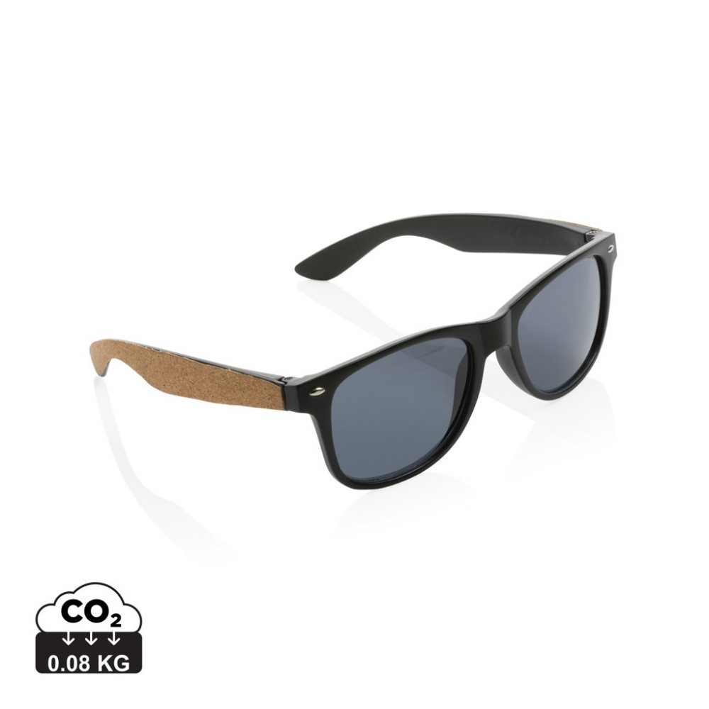 Logo trade promotional merchandise image of: GRS recycled PC plastic sunglasses with cork