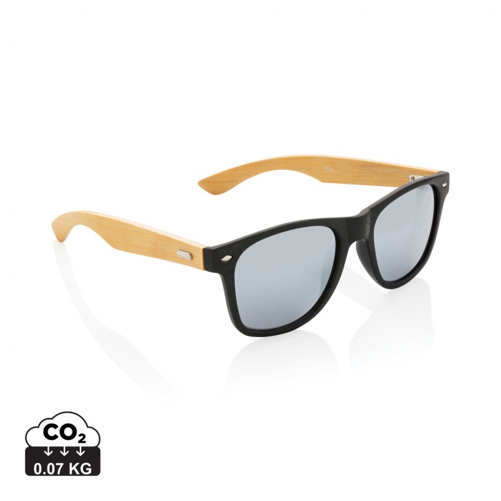 Logo trade promotional merchandise picture of: Bamboo and RCS recycled plastic sunglasses