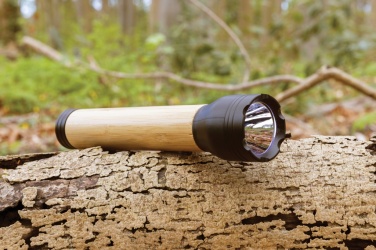 Logo trade promotional giveaway photo of: Lucid 5W RCS certified recycled plastic & bamboo torch