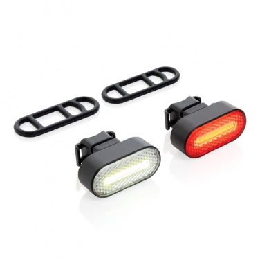 Logo trade promotional giveaway photo of: Lumino RCS recycled plastic USB re-chargeable bike light set