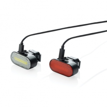 Logo trade business gift photo of: Lumino RCS recycled plastic USB re-chargeable bike light set