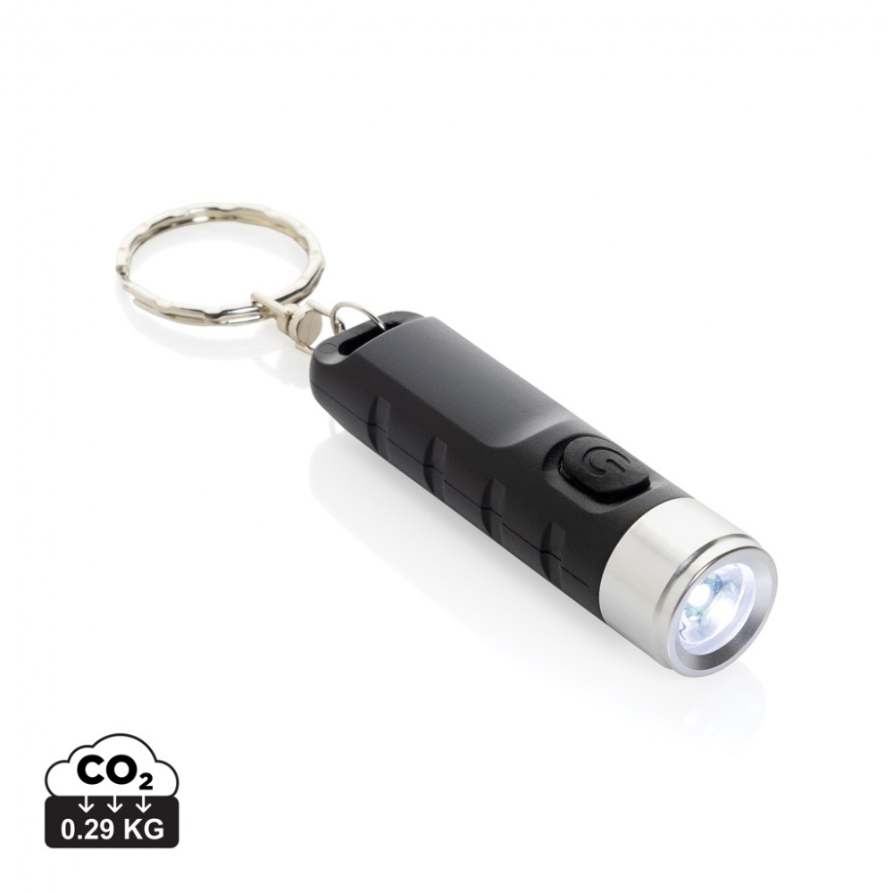 Logotrade corporate gifts photo of: Globix RCS recycled plastic USB re-chargeable keychain torch