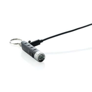 Logo trade promotional item photo of: Globix RCS recycled plastic USB re-chargeable keychain torch