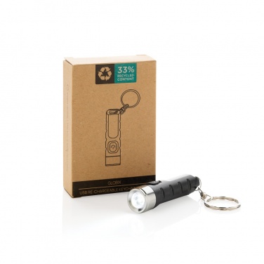 Logo trade advertising products picture of: Globix RCS recycled plastic USB re-chargeable keychain torch